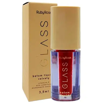 Batom Líquido Ruby Rose Glass Velvety BG04, 3,5ml.