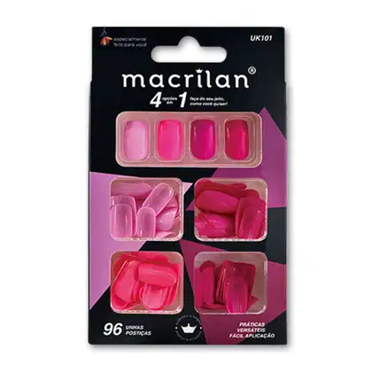 Imagem do produto Macrilan 4 Cores Em 1 UK101 - Unhas Postiças (96 Unidades)