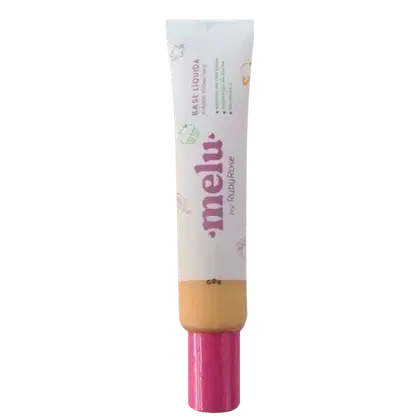 Tubo de creme cosmético com rótulo em tons de rosa e branco, contendo o nome da marca "Mellu" em destaque. O produto parece ser um creme ou loção para cuidados com a pele.