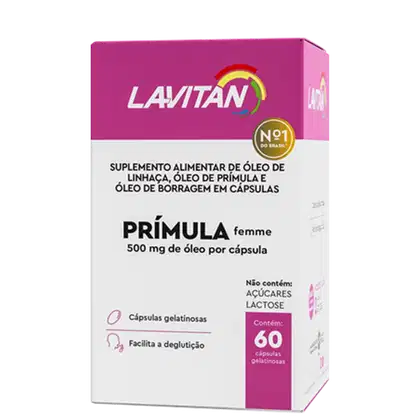 Cimed Lavitan Suplemento Alimentar Prímula Femme 500mg de Óleo por cápsula - 60 Cápsulas Gelatinosas