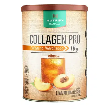 Suplemento Alimentar em Pó Nutrify Collagen Pro Colágeno Hidrolisado 18g Chá Mate com Pêssego 450g.