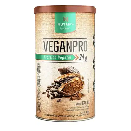 Suplemento Alimentar em Pó Nutrify VeganPro Proteína Vegetal 24g Cacau 450g.