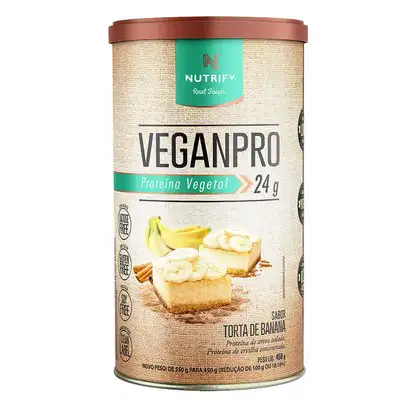 Suplemento Alimentar em Pó Nutrify VeganPro Proteína Vegetal 24g Torta de Banana 450g.