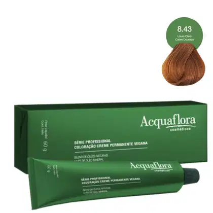 Imagem do produto Coloração Creme Acquaflora Vegana 8.43 Louro Claro Cobre Dourado 60g