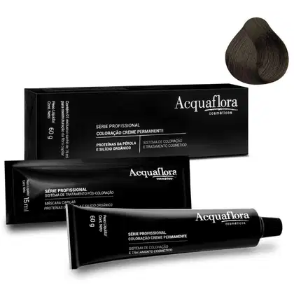 Coloração Creme Permanente Acquaflora com amostra da cor 5.73 Castanho Claro Marrom Dourado