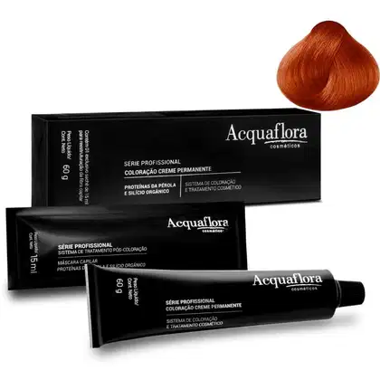 Coloração Creme Permanente Acquaflora com amostra da cor 88.446 Louro Claro Cobre Intenso Avermelhado