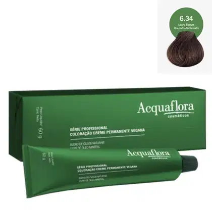 Imagem do produto Acquaflora Vegana 6.34 Louro Escuro Dourado Acobreado - Coloração Permanente 60g