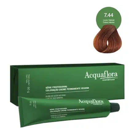 Imagem do produto Coloração Creme Acquaflora Vegana 7.44 Louro Natural Cobre Intenso 60g