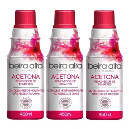 Imagem do produto Kit Removedores de Esmaltes Acetona Beira Alta 450ml C/3