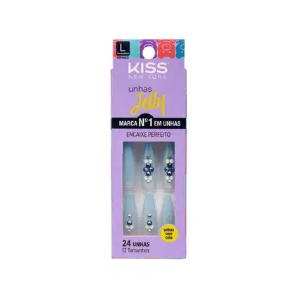 Imagem do produto Unhas Postiças Jelly Kiss New York Celeste Chique Bailarina Longo