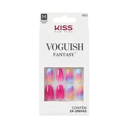 Imagem do produto Unhas Postiças Kiss Ny Voguish Fantasy The Motto Bailarina Médio C/28un Se02