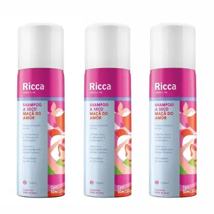 Imagem do produto Shampoo A Seco Ricca Refresh Me Maça do Amor C/3 50ml