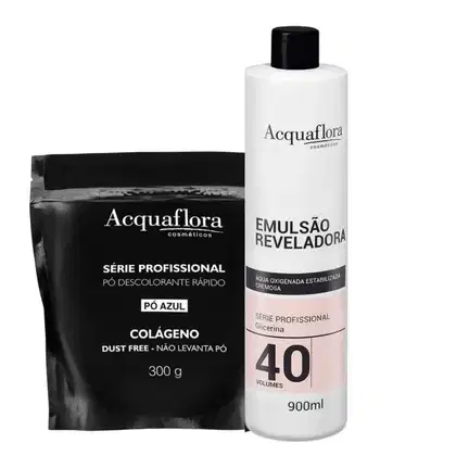 Imagem do produto Kit Pó Descolorante + Emulsão Reveladora Acquaflora Volume 40 900ml