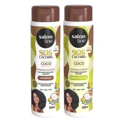 Imagem do produto Shampoo + Condicionador Salon Line Sos Cachos Coco Hidratação Nutritiva 300ml