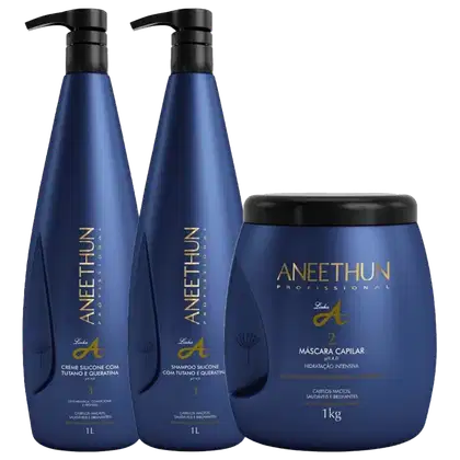 Imagem do produto Kit Aneethun Linha A Shampoo 1000ml + Creme de Silicone 1000ml + Máscara 1000g