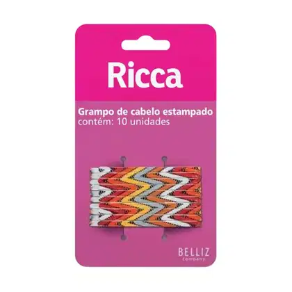 Imagem do produto Grampo de Cabelo Estampado Ricca Style Étnico C/10un Cód.1030