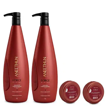 Imagem do produto Aneethun Force System - Kit Shampoo 1L + Máscara 1L + Dose Fortalecedora (2un X 25g)