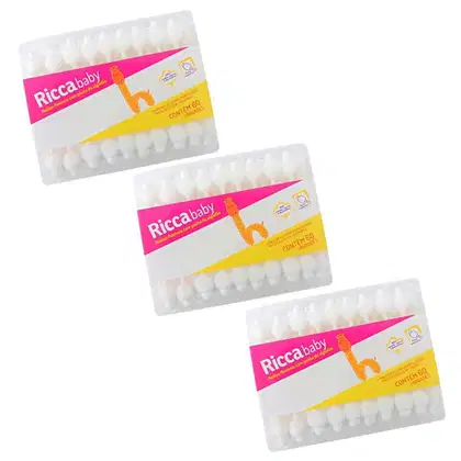Imagem do produto Kit Hastes Flexíveis Ricca Baby Com Ponta de Algodão Cód. 3245 C/3