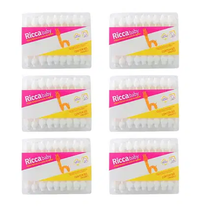 Imagem do produto Kit Hastes Flexíveis Ricca Baby Com Ponta de Algodão Cód. 3245 C/6