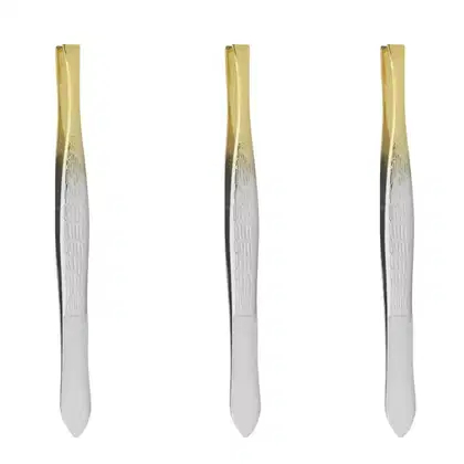 Imagem do produto Kit Pinças Belliz Enox Ponta Dourada Reta Cod.700 C/3