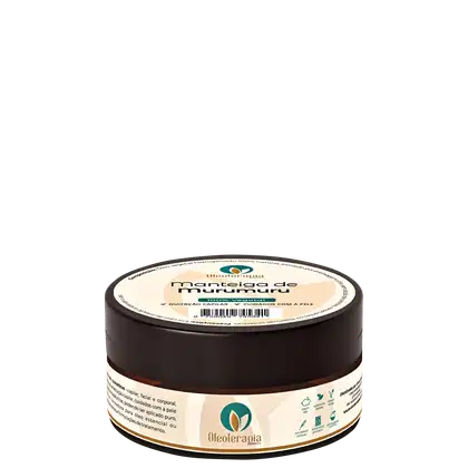O produto apresentado é um pote de manteiga de murumuru da marca Oleoterapia Brasil.