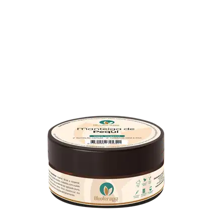 O produto apresentado é um pote de manteiga de pequi da marca Oleoterapia Brasil.