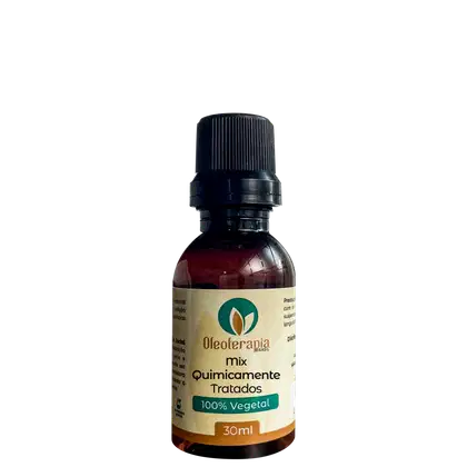 O produto apresentado é um frasco de 30ml de um mix de óleos essenciais da marca Oleoterapia Brasil.