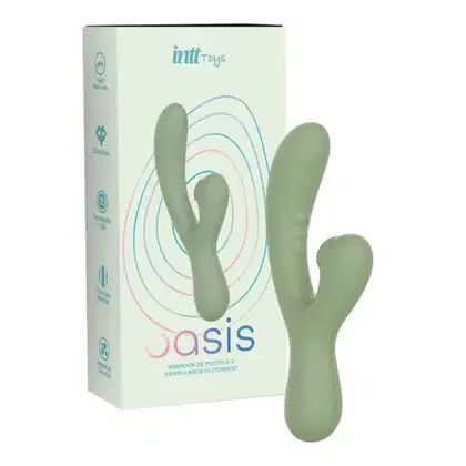 Imagem do produto Vibrador de Ponto G com Sugador de Clitóris Oasis Linha Wellness Intt - Verde