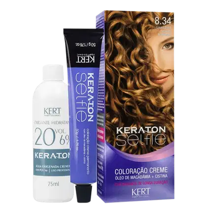 Imagem do produto Kit Keraton Selfie 8.34 Louro Claro Dourado Acobreado + Oxigenada (2 Produtos)
