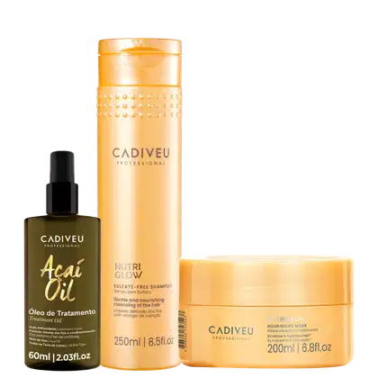 Imagem do produto Kit Cadiveu Professional Nutri Glow Shampoo Máscara e Açaí Oil 60 (3 produtos)