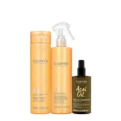 Imagem do produto Kit Cadiveu Professional Nutri Glow Shampoo Leave-in e Açaí Oil 60 (3 produtos)