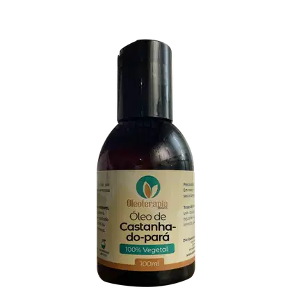 O produto apresentado é um óleo de castanha-do-pará da marca Oleoterapia Brasil, "100% Vegetal" e o volume de 100ml.