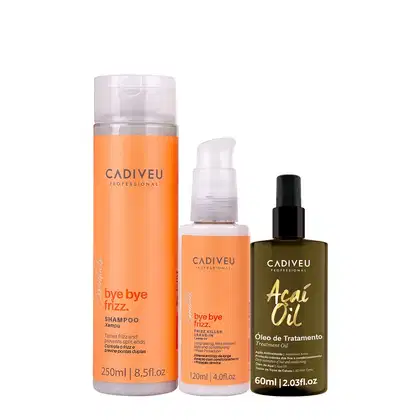 Imagem do produto Kit Cadiveu Professional Bye Bye Frizz Shampoo Leave-in e Açaí Oil 60 (3 produtos)