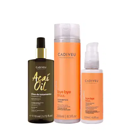 Imagem do produto Kit Cadiveu Professional Bye Bye Frizz Shampoo Leave-in e Açaí Oil 110 (3 produtos)