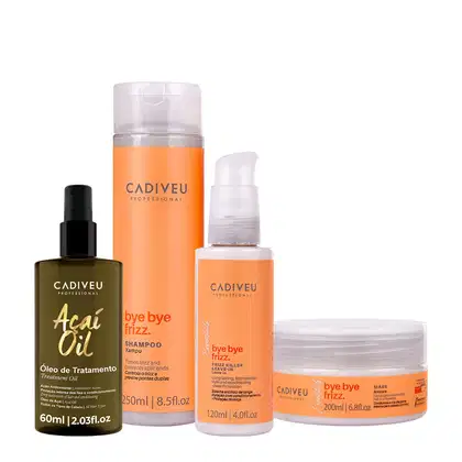 Imagem do produto Kit Cadiveu Professional Bye Bye Frizz  Shampoo Leave-in Máscara e Açaí Oil 60 (4 produtos)
