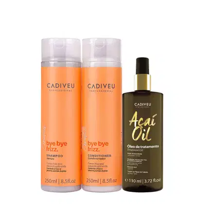 Imagem do produto Kit Cadiveu Professional Bye Bye Frizz Shampoo Condicionador e Açaí Oil 110 (3 produtos)