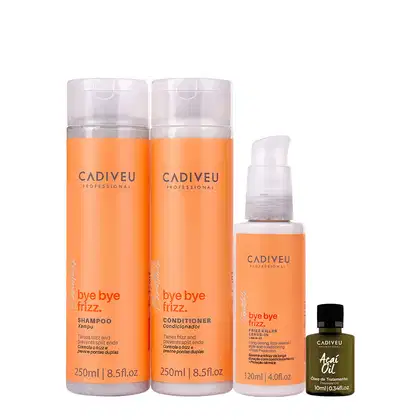 Imagem do produto Kit Cadiveu Professional Bye Bye Frizz Shampoo Condicionador Leave-in e Açaí Oil (4 produtos)