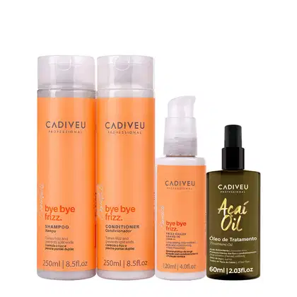 Imagem do produto Kit Cadiveu Professional Bye Bye Frizz Shampoo Condicionador Leave-in e Açaí Oil 60 (4 produtos)