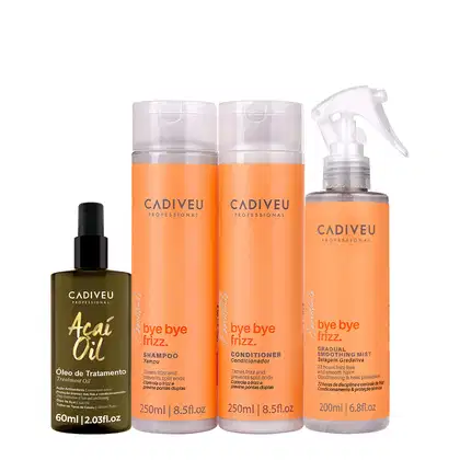 Imagem do produto Kit Cadiveu Professional Bye Bye Frizz Shampoo Condicionador Selagem Gradativa e Açaí Oil 60 (4 produtos)
