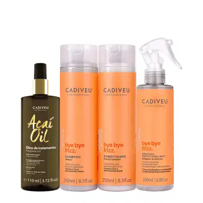 Imagem do produto Kit Cadiveu Professional Bye Bye Frizz Shampoo Condicionador Selagem Gradativa e Açaí Oil 110 (4 produtos)