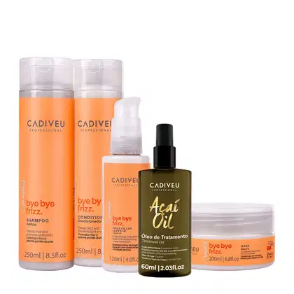 Imagem do produto Kit Cadiveu Professional Bye Bye Frizz Shampoo Condicionador Máscara Leave-in e Açaí Oil 60 (5 produtos)