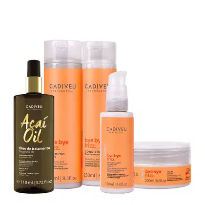 Imagem do produto Kit Cadiveu Professional Bye Bye Frizz Shampoo Condicionador Máscara Leave-in e Açaí Oil 110 (5 produtos)