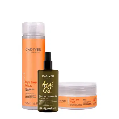 Imagem do produto Kit Cadiveu Professional Bye Bye Frizz Shampoo Máscara e Açaí Oil 60 (3 produtos)