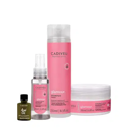 Imagem do produto Kit Cadiveu Professional Essentials Glamour Shampoo Máscara Sérum e Açaí Oil 10 (4 produtos)