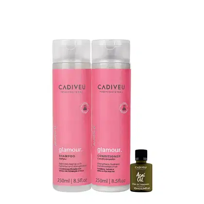 Imagem do produto Kit Cadiveu Profissional Essentials Glamour Shampoo Condicionador e Açaí Oil 10 (3 produtos)