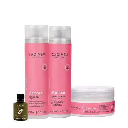 Imagem do produto Kit Cadiveu Profissional Essentials Glamour Shampoo Condicionador Máscara e Açaí Oil P (4 produtos)
