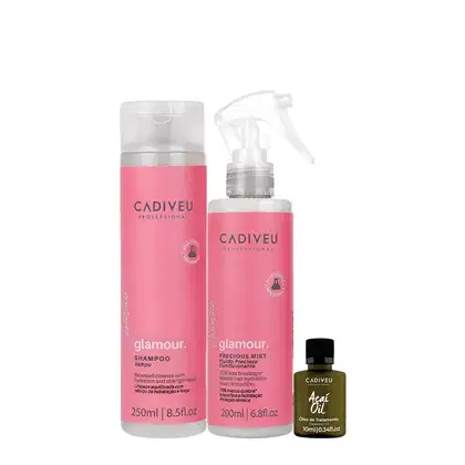 Imagem do produto Kit Cadiveu Profissional Essentials Glamour Shampoo Fluído e Açaí Oil 10 (3 produtos)