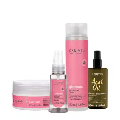 Imagem do produto Kit Cadiveu Professional Essentials Glamour Shampoo Máscara Sérum e Açaí Oil 60 (4 produtos)