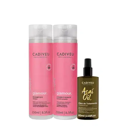 Imagem do produto Kit Cadiveu Professional Essentials Glamour Shampoo Condicionador e Açaí Oil 60 (3 produtos)