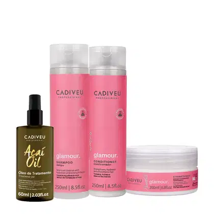 Imagem do produto Kit Cadiveu Profissional Essentials Glamour Shampoo Condicionador Máscara e Açaí Oil 60 (4 produtos)
